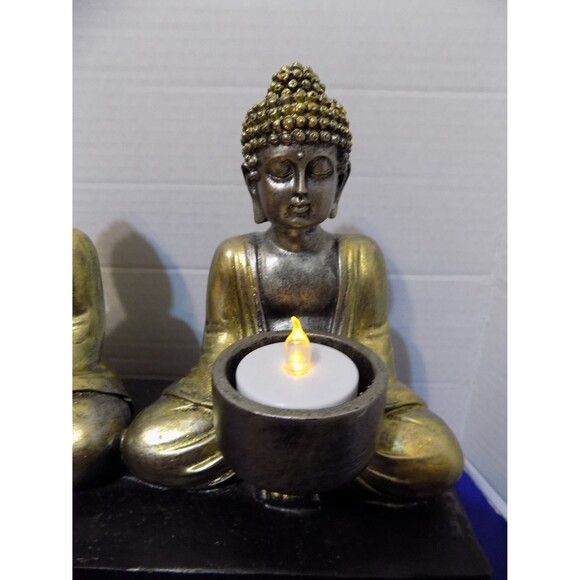 NEW Buddha Tea Candle Holder Statue Figurine Zen Home Decor - Picture 6 of 7